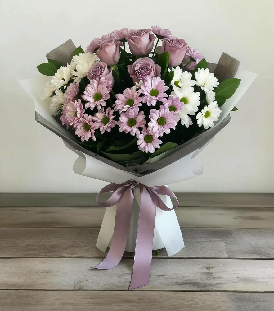 Букет цветов из: Хризантемы и Розы в Шаран