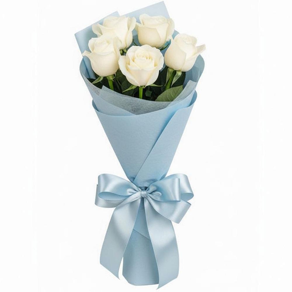 Букет 5 Белых роз Проуд в Шаран