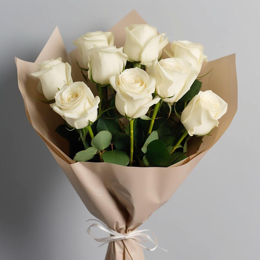 Букет 9 Белых роз Эдлесс Лав в Шаран