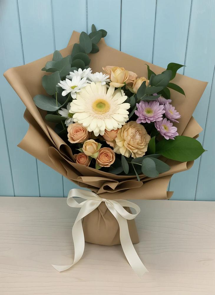 Букет цветов из: Герберы и Хризантемы в Шаран