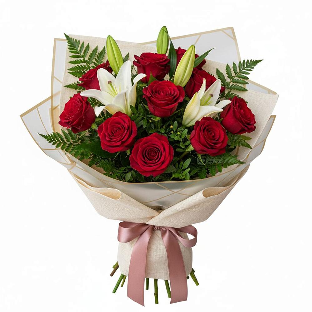 Букет цветов из: Лилии и Розы в Шаран