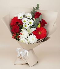 Букет цветов из:  Розы, Хризантемы, Герберы и Лилии в Шаран