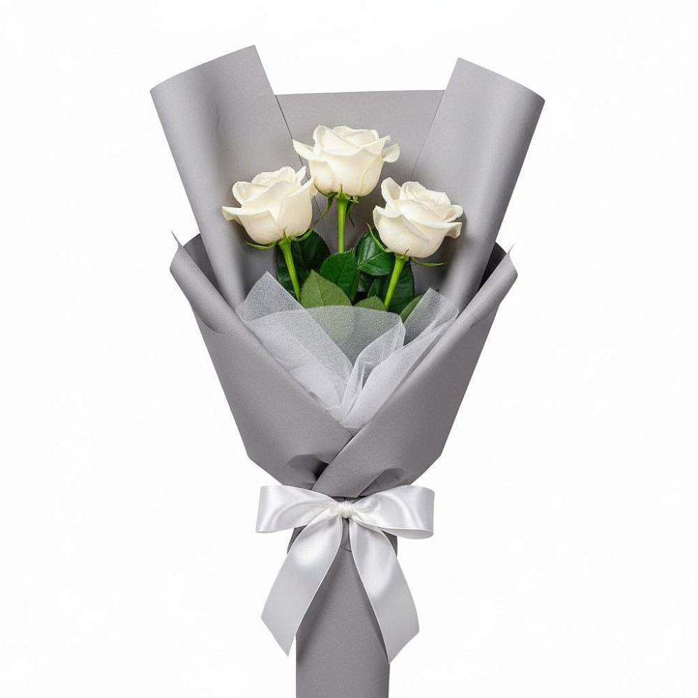 Букет 3 белые розы в Шаран