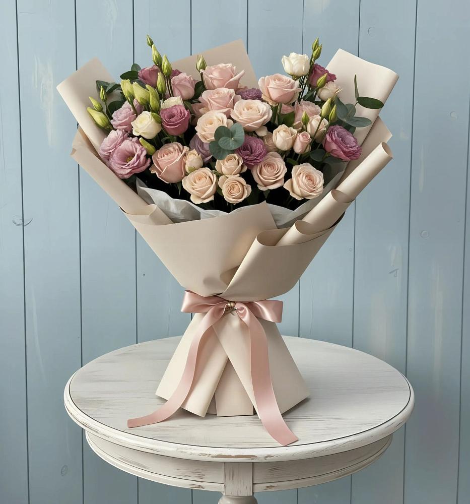 Букет цветов из: Розы и Лизиантусы в Шаран