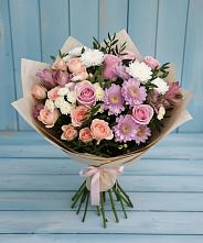 Букет цветов из:  Хризантемы, Розы и Альстромерии в Шаран