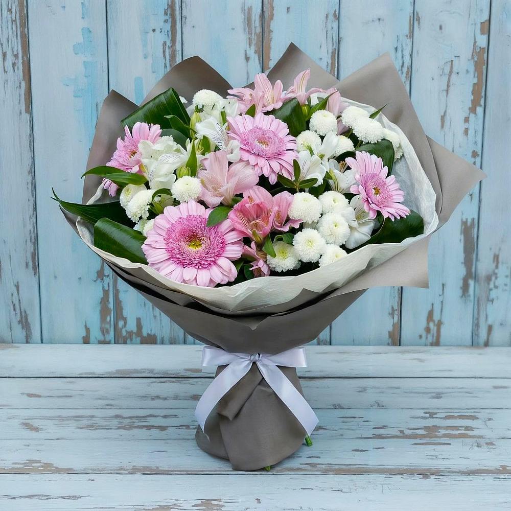 Букет цветов из: Герберы, Альстромерии и Хризантемы в Шаран