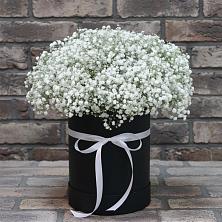 Цветочная композиция из Гипсофила в шляпной коробке в Шаран