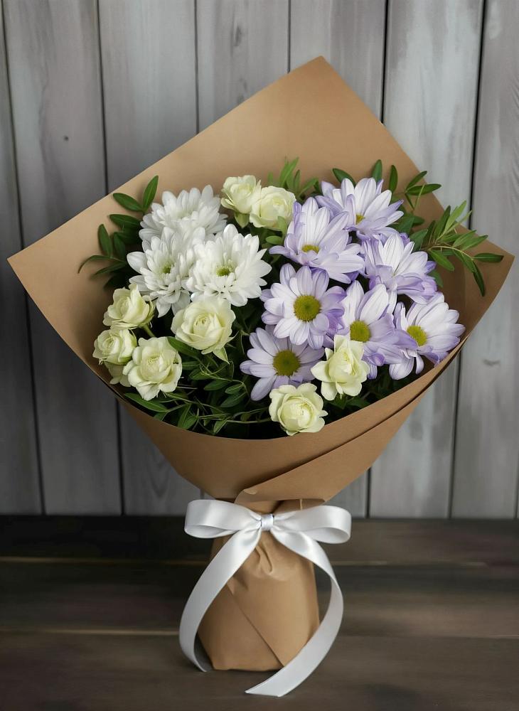 Букет цветов из: Хризантемы и Розы в Шаран